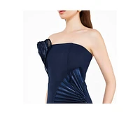 Amri 3D Pleated Drape Strapless Gown