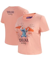 Freeze Max Women's Light Pink Lilo and Stitch Ohana Baby Doll T-Shirt