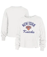 '47 Brand Women's Cream New York Knicks Parkway Wrapped Up Long Sleeve T-Shirt