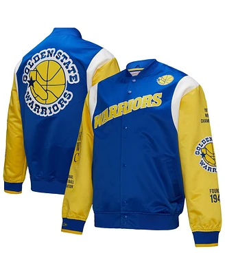 Mitchell & Ness Men's and Women's Royal Golden State Warriors Vintage Team Origins Satin Full-Snap Jacket