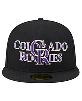 New Era Men's Black Colorado Rockies Overlap 59FIFTY Fitted Hat