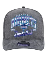 New Era Men's Charcoal Charlotte Hornets Throwback Washed Pre-Curved 9FIFTY Snapback Hat