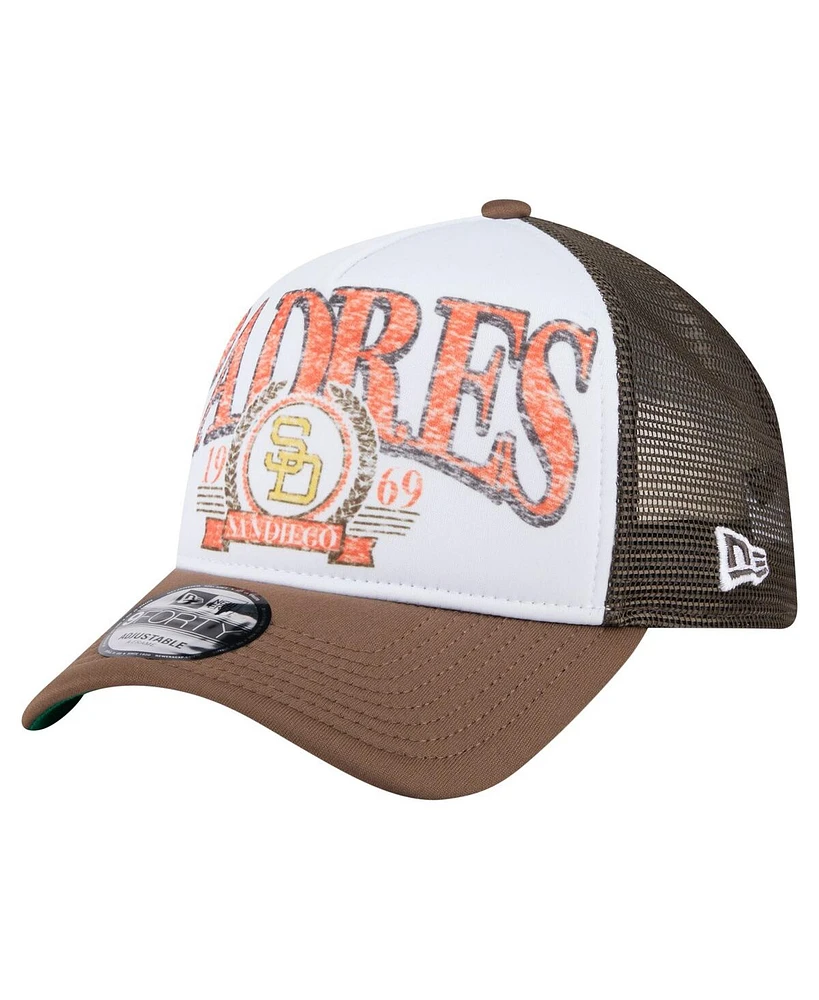 New Era Men's Brown San Diego Padres Distressed 9FORTY A-Frame Adjustable Trucker Hat