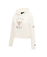 Pro Standard Women's Cream Chicago Bulls 2024/25 City Edition Chenille Applique Cropped Pullover Hoodie
