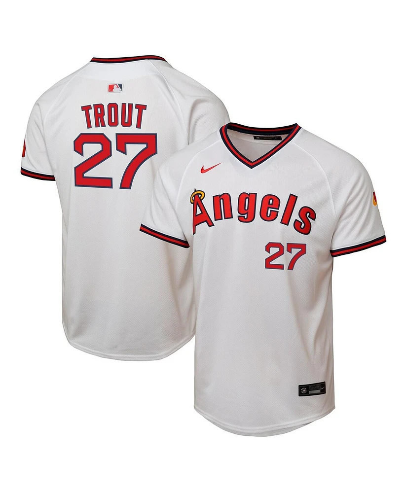 Nike Big Boys and Girls Mike Trout White Los Angeles Angels Alternate 2 Limited Player Jersey