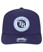 New Era Men's Navy Tampa Bay Rays Circle Patch 9SEVENTY Stretch-Snap Hat