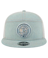 New Era Men's Brooklyn Nets Adventure Denim Split Panel 9FIFTY Snapback Trucker Hat
