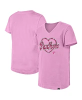 New Era Big Girls Pink Florida Panthers Flip Sequin V-Neck T-Shirt