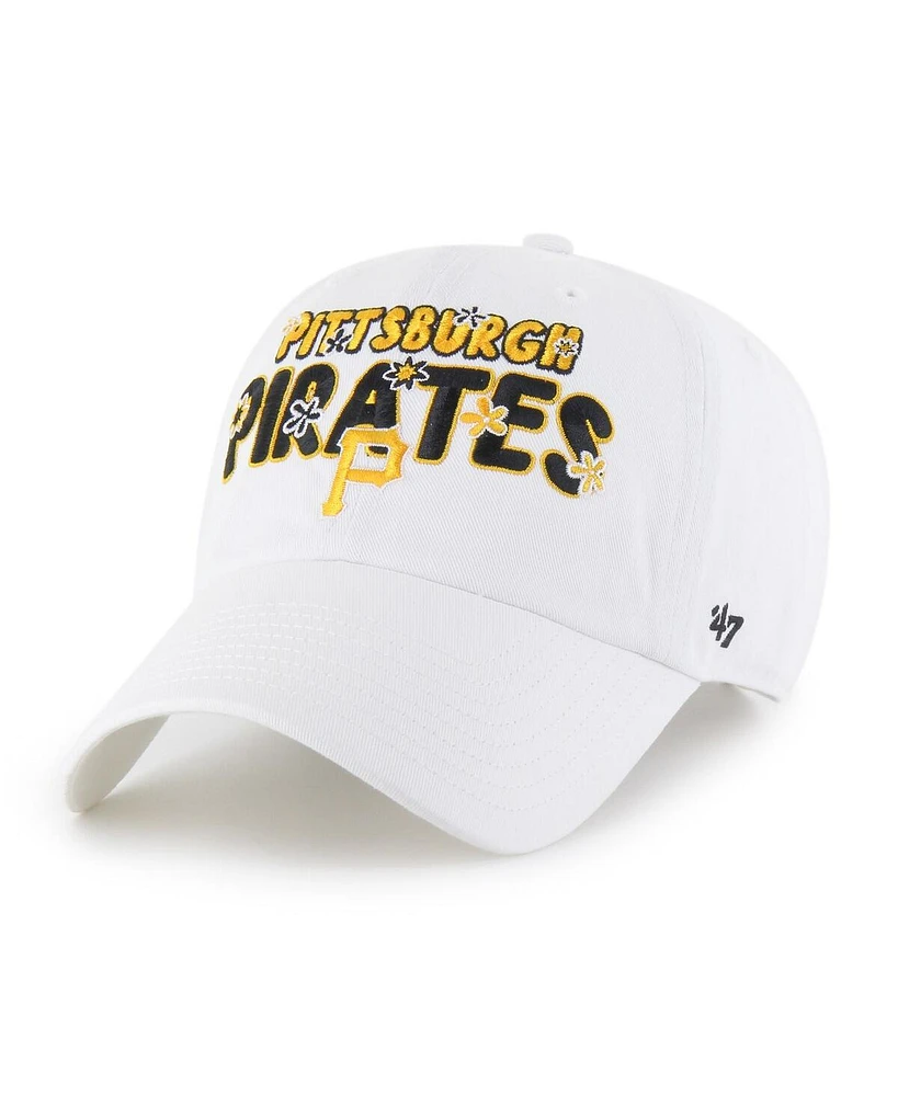 '47 Brand Women's White Pittsburgh Pirates Flower Power Clean Up Adjustable Hat