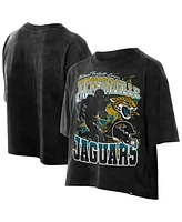 New Era Women's Black Jacksonville Jaguars Cropped Boxy Sport Classics Mineral Wash T-Shirt