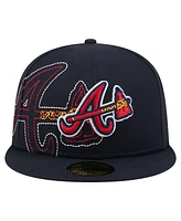 New Era Men's Navy Atlanta Braves Yarn Stitch 59FIFTY Fitted Hat