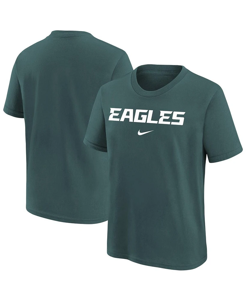 Nike Big Boys and Girls Midnight Green Philadelphia Eagles Team Wordmark T-Shirt