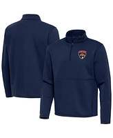 Antigua Men's Navy Florida Panthers Twist Quarter-Zip Pullover Jacket
