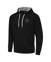 Antigua Men's Black Houston Texans Brushed Carbon Victory Pullover Hoodie
