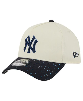 New Era Men's Cream New York Yankees Speckle A-Frame 9FORTY Adjustable Hat