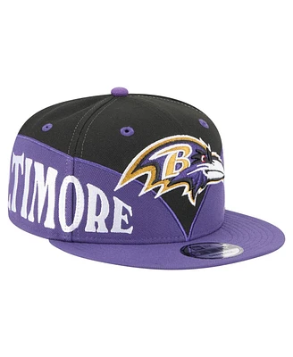 New Era Men's Black/Purple Baltimore Ravens Split 9FIFTY Snapback Hat