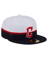 New Era Men's Navy/White Cleveland Guardians Paint Stroke 59FIFTY Fitted Hat
