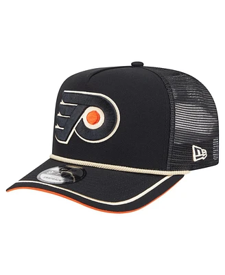 New Era Men's Black Philadelphia Flyers Vintage Team Rope A-Frame 9FIFTY Snapback Hat