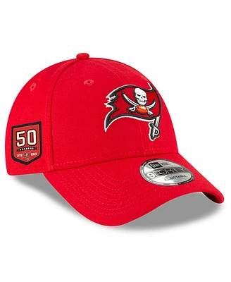 New Era Men's Red Tampa Bay Buccaneers 50th Anniversary Side Patch 9FORTY Adjustable Hat