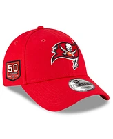 New Era Men's Red Tampa Bay Buccaneers 50th Anniversary Side Patch 9FORTY Adjustable Hat