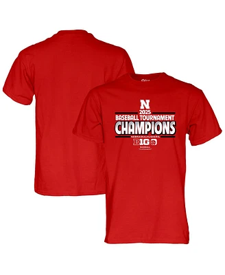 Blue 84 Men's and Women's Scarlet Nebraska Huskers 2025 Big Ten Baseball Conference Tournament Champions T-Shirt