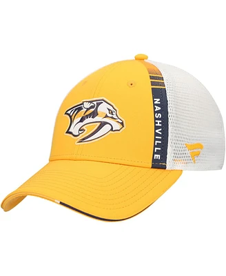 Fanatics Men's Gold Nashville Predators Authentic Pro Draft Adjustable Trucker Hat