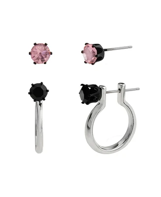 Steve Madden Faux Stone Punk Romance Stud Huggie Earring Set
