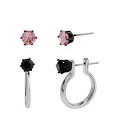 Steve Madden Faux Stone Punk Romance Stud Huggie Earring Set