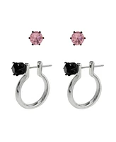 Steve Madden Faux Stone Punk Romance Stud Huggie Earring Set