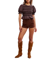 Free People Women's Cotton Puff-Sleeve Peplum Top