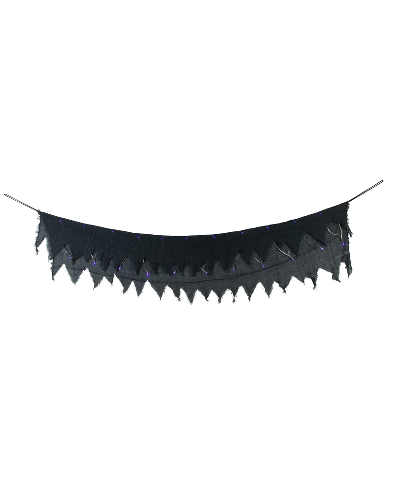 Northlight 7075" Lighted Raggedy Halloween Valance with Purple Led Lights