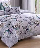 Bebejan Jewel Toned Florals Bedding 5 Piece Queen Size Reversible Comforter Set