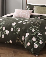 Bebejan Jasmine Flowers Bedding 200 Thread Count 100% Cotton Sateen 5 Piece Queen Size Reversible Comforter Set