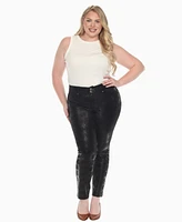 White Mark Plus Faux Suede Snake Print Pants