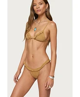 Edikted Women's Gilda Faux Suede Triangle Bikini Top