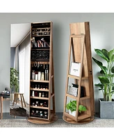 Vlsrka 360° Swivel Free-Standing Jewelry Armoire Cabinet with Mirror