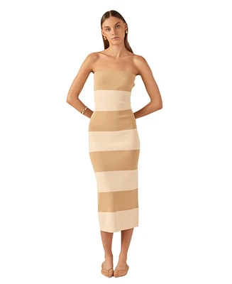 endless rose Women's Stripe Tube Midi Dress