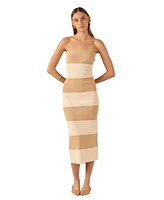 endless rose Women's Stripe Tube Midi Dress