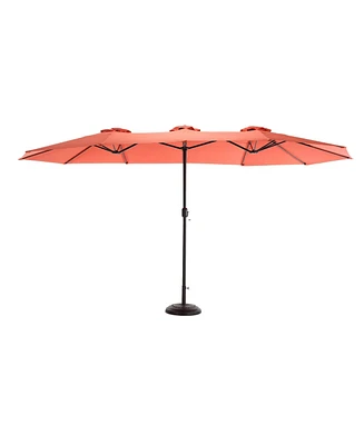 Flynama 14.8 Ft Double Sided Outdoor Umbrella Rectangular Large with Crank ( Orange )