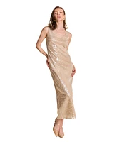 endless rose Women's Scoop Neck Sequins Midi Dress