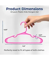 SereneLife 40 Pcs. Non-Slip Plastic Kids Hangers - Durable and Space-Saving Closet Organizers for Infants, Toddlers, and Kids' Clothing (Pink)