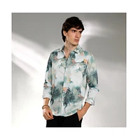 Campus Sutra Men's Jungle Green Faded Bloom Shirt