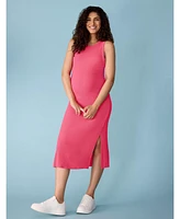 Motherhood Maternity Women's Crew Neck Sleeveless Racerback Midi Dress