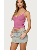 Edikted Women's Frankey Sparkly Textured Knit Tank Top