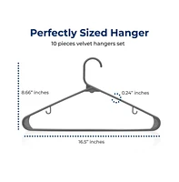 SereneLife 10 Pcs. Plastic Hangers - Non-Slip, Sturdy, and Heavy Duty Coat Set with 360° Swivel Hook for Clothes (Grey)