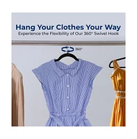 SereneLife 10 Pcs. Velvet Hangers - Non-Slip, Sturdy, and Heavy Duty Coat Set with 360° Swivel Hook for Clothes (Black)