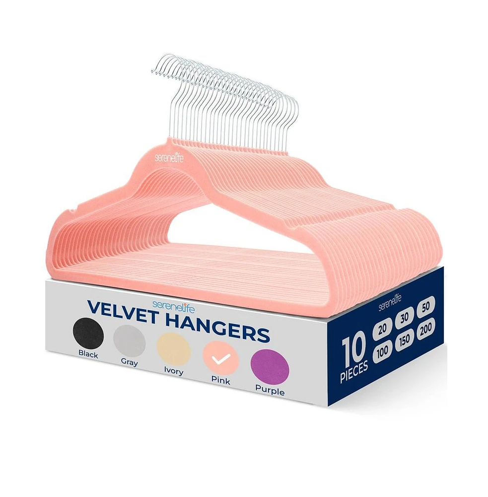 10 Pcs. Velvet Hangers - Non-Slip, Sturdy, and Heavy Duty Coat Set with 360° Swivel Hook for Clothes (Pink)