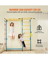 Slickblue Toddler 7 in 1 Steel Indoor Wall Gym with Climbing Toys Ladder Slide and Swing