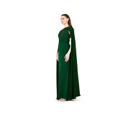 Amri Women's Asymmetric Hand Embellished Cape Sleeve Gown