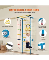 Slickblue Toddler 5 in 1 Steel Indoor Wall Gym with Climbing Toys Ladder and Swing Set
